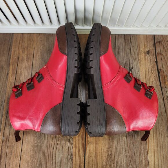 Alegria Cheri Women's 8.5 EU 38 Ketchup Red Leather Water Resistant Hiker Boots - Picture 5 of 9